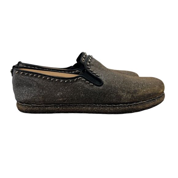 Stuart Weitzman Shoes - Stuart Weitzman Womens 9.5 Loafer Gold Silver Metallic Slip On Flat Comfort Shoe